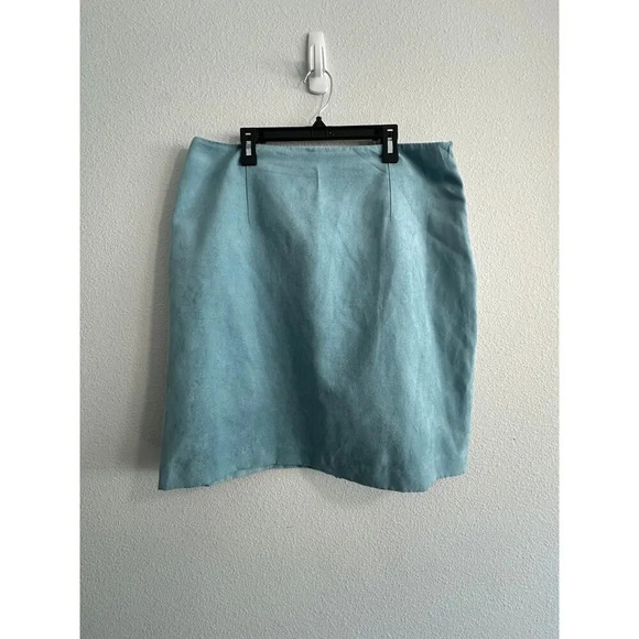 Vintage Sheri Martin New York Light Blue Suede Mini Skirt Womans Size 14 - Picture 7 of 12